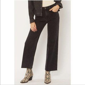 Amuse Society Womens Black Washed Wide Leg Ankle Denim Jeans Sz. 26